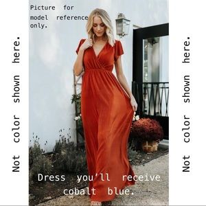 ATHENA COBALT BLUE PLEATED MAXI DRESS, BNWT